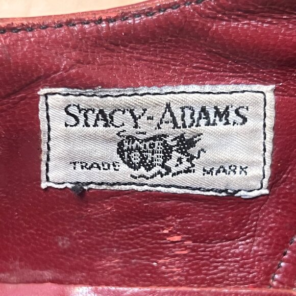 Stacy Adams Men Red Leather Dress Shoes Lizard Cap Toe Oxford Size 11.5D VTG - Picture 13 of 16